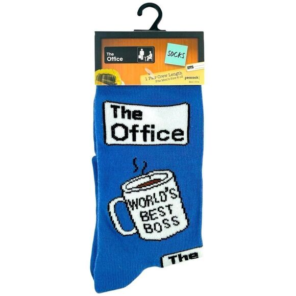 The Office World’s Best Boss Blue Men’s Casual Dressy Crew Socks Size 6-12 - Picture 6 of 6